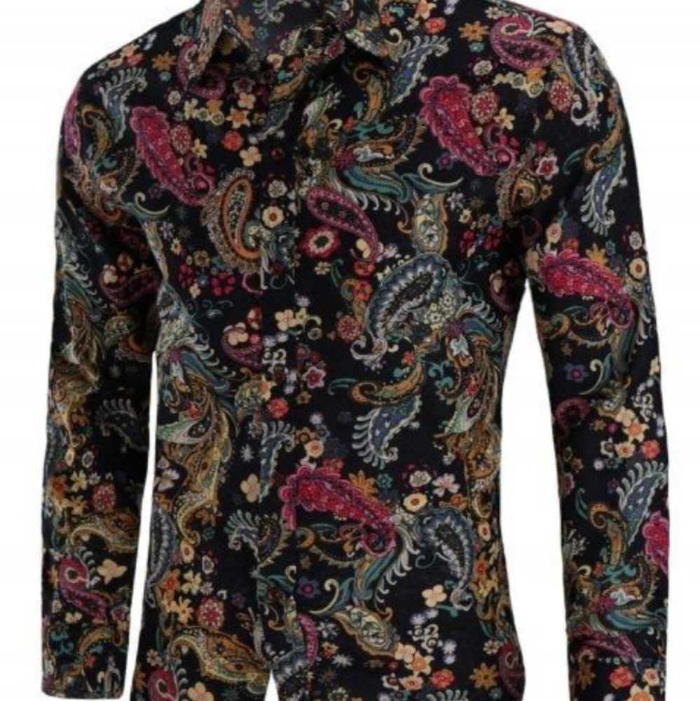 Long Sleeve Casual Paisley Print Shirt
